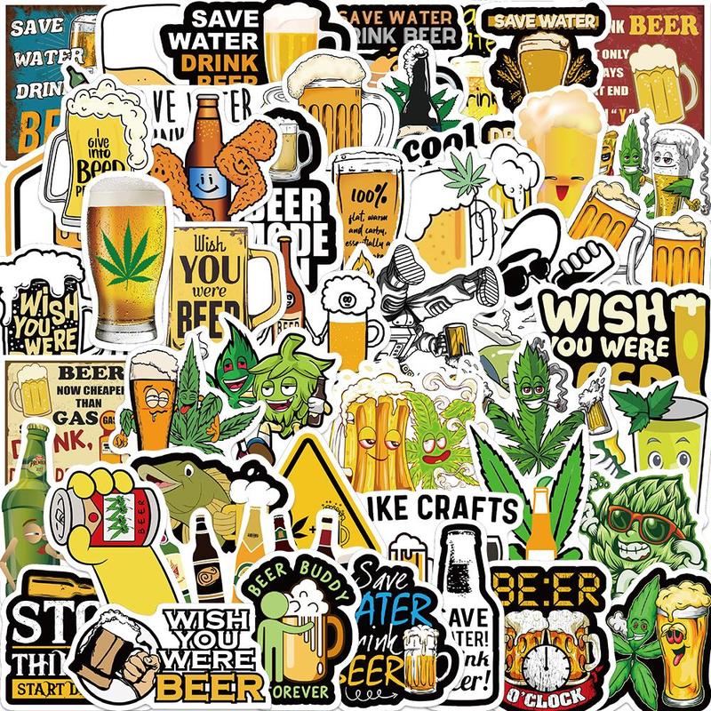 Beer Pattern Sticker (200pcs), Creative Beer Sticker, Decorative Sticker for Phone Case, Computer, Guitar, Bag, Water Cup, Scrapbook