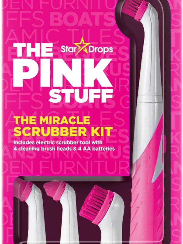 The Pink Stuff Miracle Scrubber Kit with 4 Cleaning Brush Heads