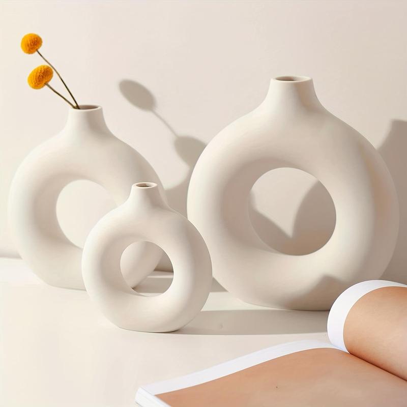 Ceramic Vase without Flower, 1 2 3 Counts set Modern Round Shaped Vase, Home Decor Supplies for Living Room Bedroom Dining Room, Bedroom Decorative Accessories, Fall Decor