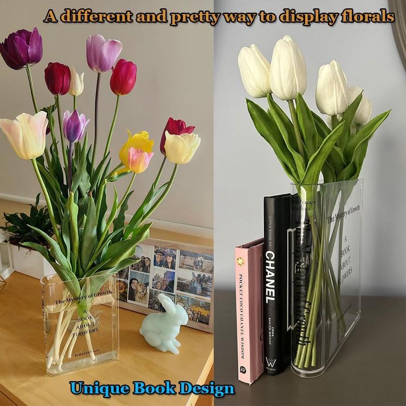 Acrylic Book Shaped Vase, 1 Count Creative Flower Arrangement Vase, Modern Desktop Flower Vase for Home Office Decor, Bookshelf Decoration