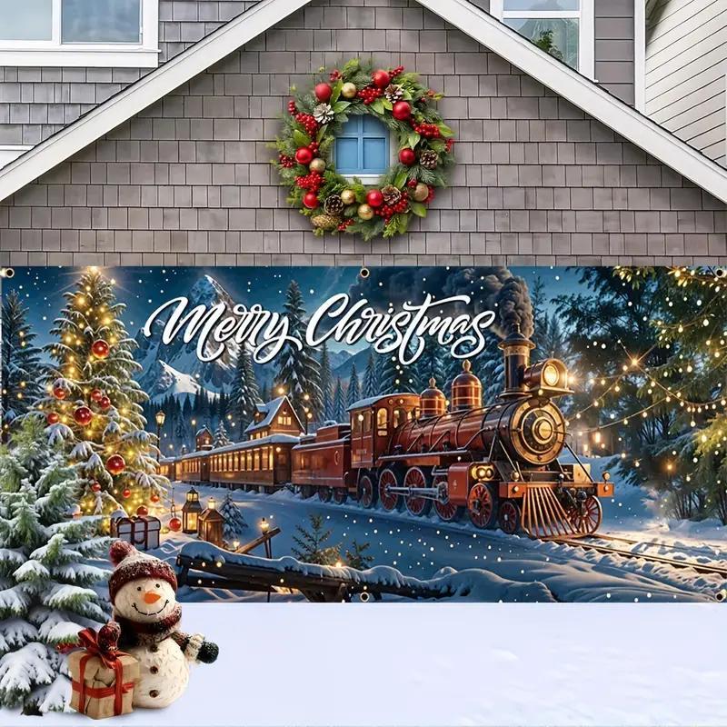 Christmas Themed Garage Door Cover, 1 Count Snowproof & Windproof Garage Door Banner, Festive & Party Supplies for Indoor & Outdoor