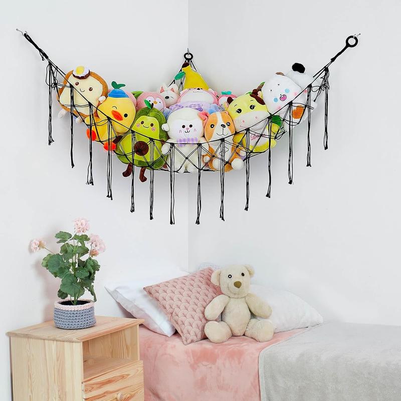 Stuffed Animals Net or Hammock Toy Storage Organizer Stuffed Animals Storage Boho Nursery Decor Wall Hanging Storage for Play Room Bedroom