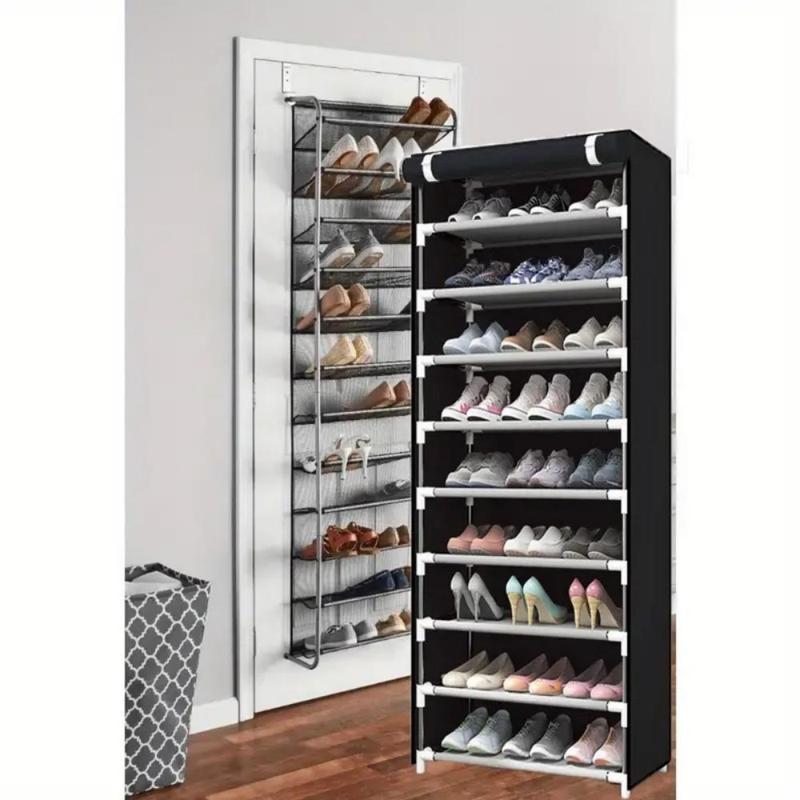 Non-woven Multi-layer Steel Tube Shoe Cabinet Shoe Rack Zipperless Dustproof Family Multi-functional Shoe Rack, for Family Room Decorative Organiser