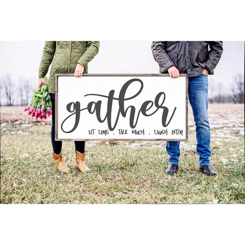 Crawford Gather Sign, Gather Family Sign,  Wedding Gift, Anniversary Sign, Farmhouse Sign, Unframe Decor Glossy