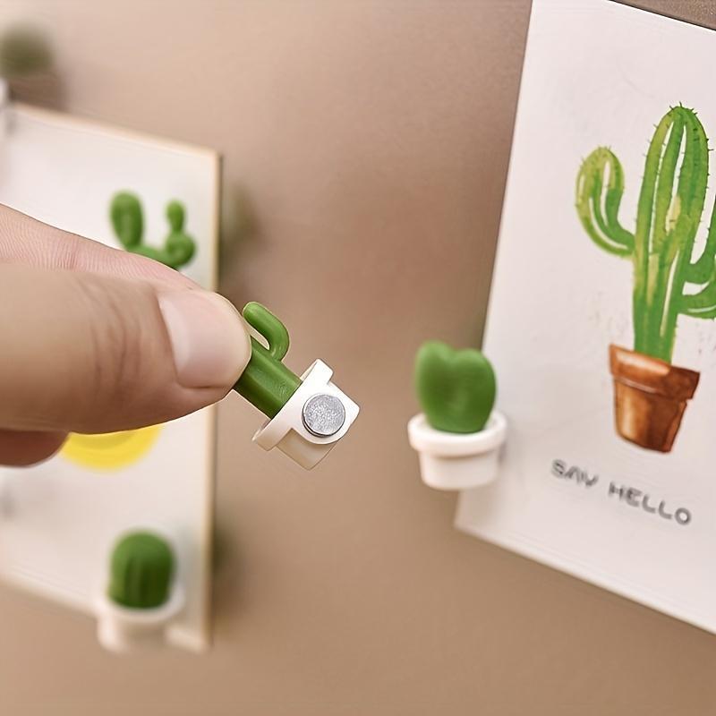 Cactus Shaped Magnetic Message Sticker, 6counts pack Cute Mini Magnetic Message Sticker, Refrigerator Magnet for Home Kitchen