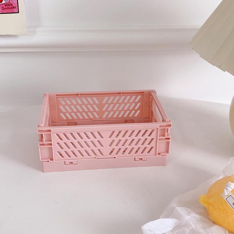 Foldable Storage Stationery Organizer, 1 Count Square Desktop Plastic Storage Basket, Durable Storage Tools for Stationery