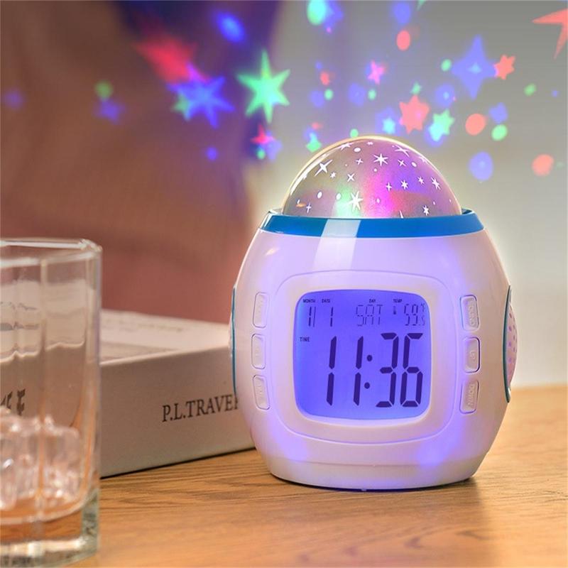 Starry Sky Projector Alarm Clock for Mean Girls Decorations, 1 Count Multifunctional LED Clock with Temperature Display, Bedside Table Clock for Home Office, Ramadan Decor [Battery Required, without Battery]