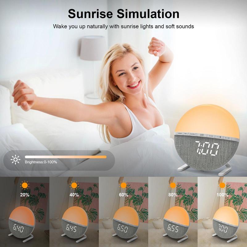 Sunrise Alarm Clock, 1 Count Digital Clock with Night Light, Modern Design Electronic Clock for Home Office, Home Decoration