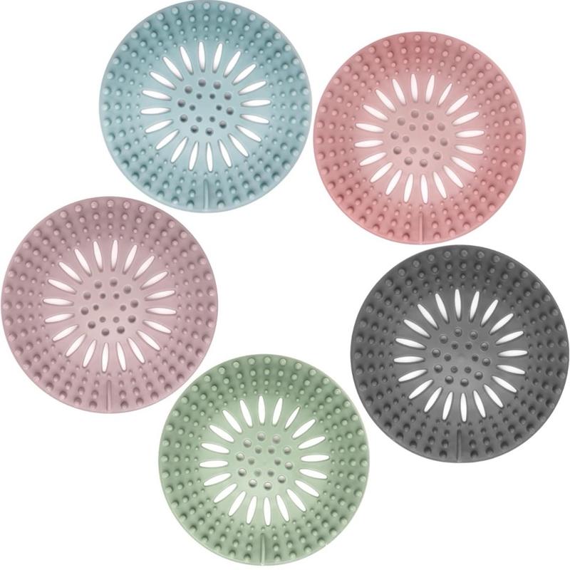 Hair Catcher Shower Drain Covers Protector Silicone Bathtub Hair Stopper Easy to Install and Clean Suit for Bathroom Tub Shower and Sink, 5 Pack