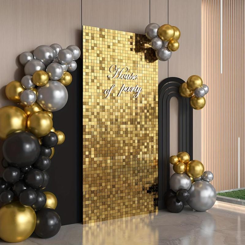 DIY Square Sequin Wall Backdrop, 24pcs set Shimmer Party Home Decor Backdrop for Birthday Wedding Anniversary, Bedroom Decor, Wedding Decorations Banners, Room Decor