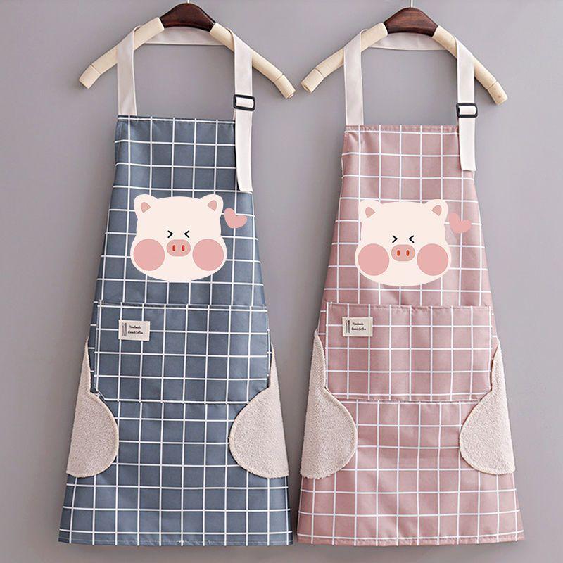 Cute New Women's Apron Waterproof Oil-Proof Cooking Kitchen Home Western Style Work Clothes Japanese Fashion Printing