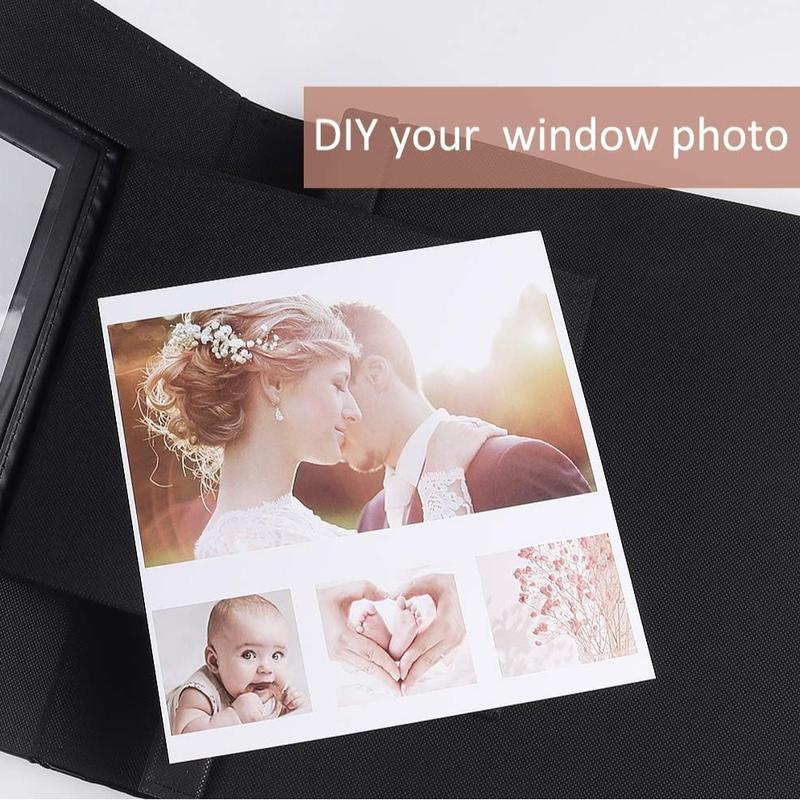 RECUTMS Photo Album 4x6 600 Photos Black Inner Page Button Grain Leather Large Capacity Pockets Pictures Album Birthday Christmas Wedding Anniversary (Black) Visit the RECUTMS Decor Transparent