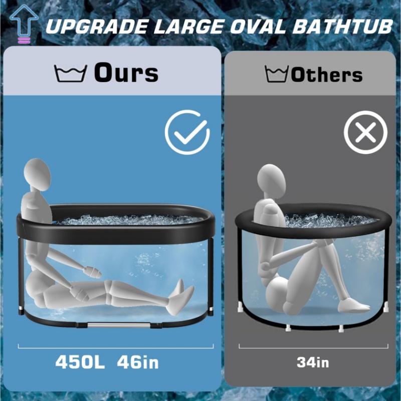 129 Gal Upgrade XL Large Ice Bath Tub for Athletes, Multiple Layered Portable Outdoor Cold Plunge Tub for Recovery, Home, Gyms, Indoor use