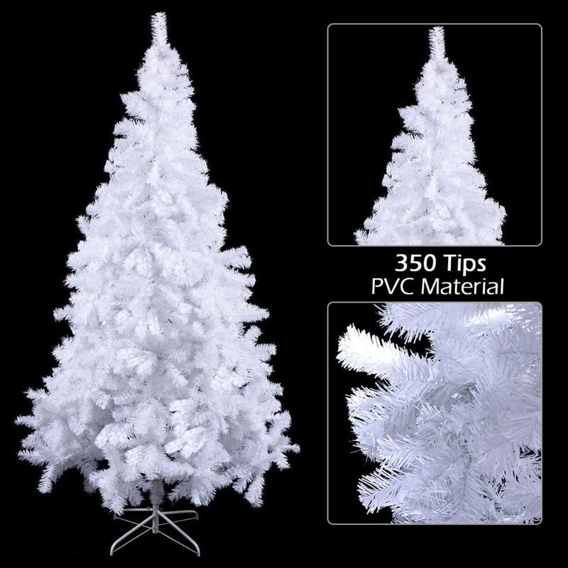 Christmas tree, 5Ft - 6Ft - 7Ft Artificial PVC White Christmas Tree Stand Indoor Outdoor Green - THL064