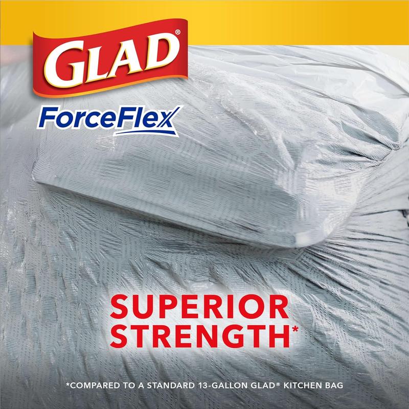 Glad Tall Kitchen Drawstring Trash Bags - Odorshield 13 Gallon White Trash Bag, Febreze Fresh Clean, 110 Count n