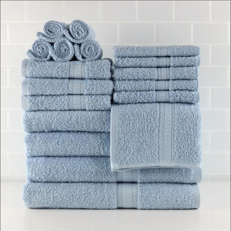 Basic Solid 18-Piece Bath Towel Set Collection, Available in multiple colors Hand Stripe