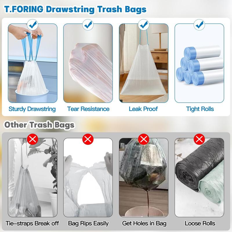 Disposable Garbage Bag, Thickened Drawstring Trash Bag, Odor-proof Garbage Bag for Home & Office Waste Receptacles