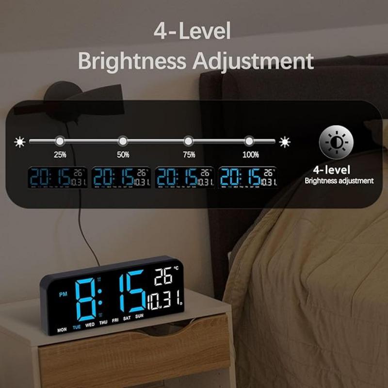 Luminous Large Screen LED Alarm Clock - Displays Week, Temperature, Humidity, and Timer - Perfect for Bedroom, Living Room, and Office Decoration with Modern Design