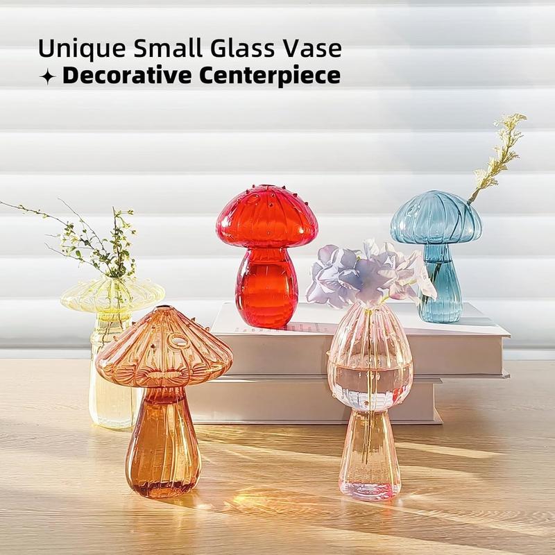 Mushroom Decor 5 count Mini Vase Propagation Station Planters for Indoor  Terrarium Flower Vase for Gifts Home Decor Small Vases Bud for Table Centerpiece