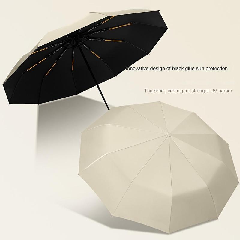 Automatic Folding Umbrella, 1 Count Portable 12-rib Fiber Bone Umbrella, Sun & Rain Dual-use Umbrella for Outdoor Activities