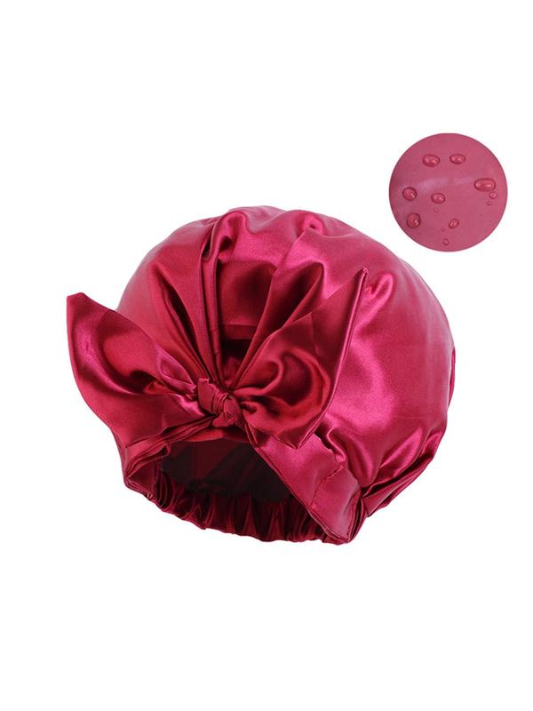 Solid Bow Decor Knotted Design Shower Cap, 2024 New Stylish Sleeping Cap, Elastic Matching Makeup Cap for Women & Men