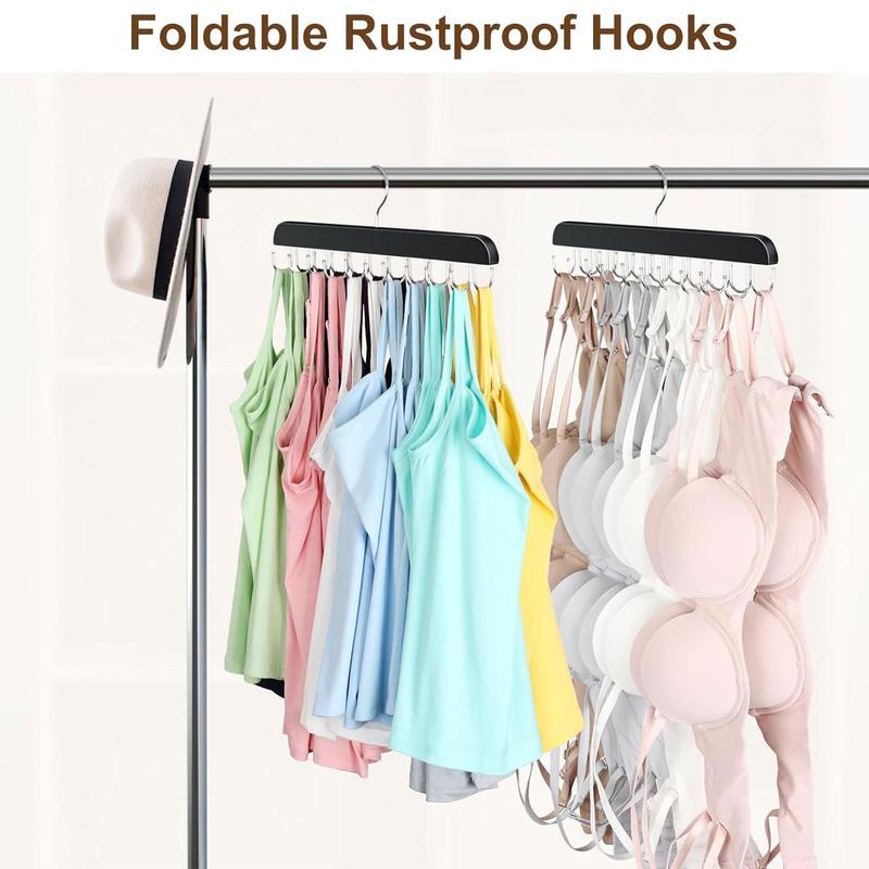 Wooden Bra Hanger, 1 Count 20 Hooks Capacity Foldable Bra Hanger, Space Saving Hanger for Dorm & Apartment