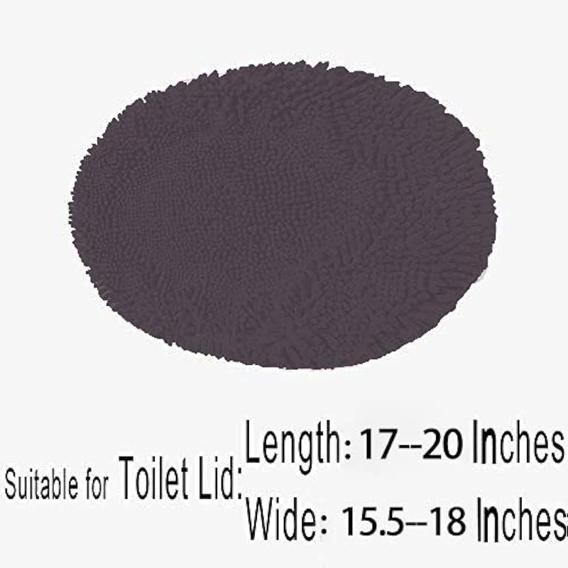 Chenille Bath Rug Set 4 Piece with Toilet Lid Cover and Rug Set Combo, Soft Shaggy Bath Rug Set 3 Piece and U-Shaped Toilet Floor Rug Dark Gray