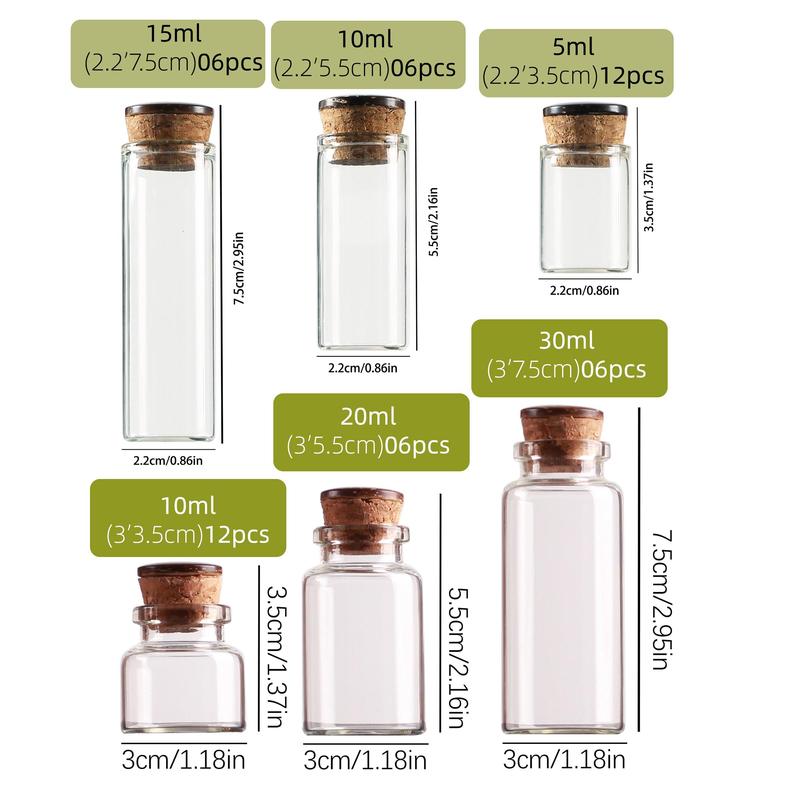 Mini Glass Jar with Cork Stopper, 12pcs 6 Counts Clear Glass Bottle, Portable Storage Jar for Crafts, Projects, Decoration, Party Favors