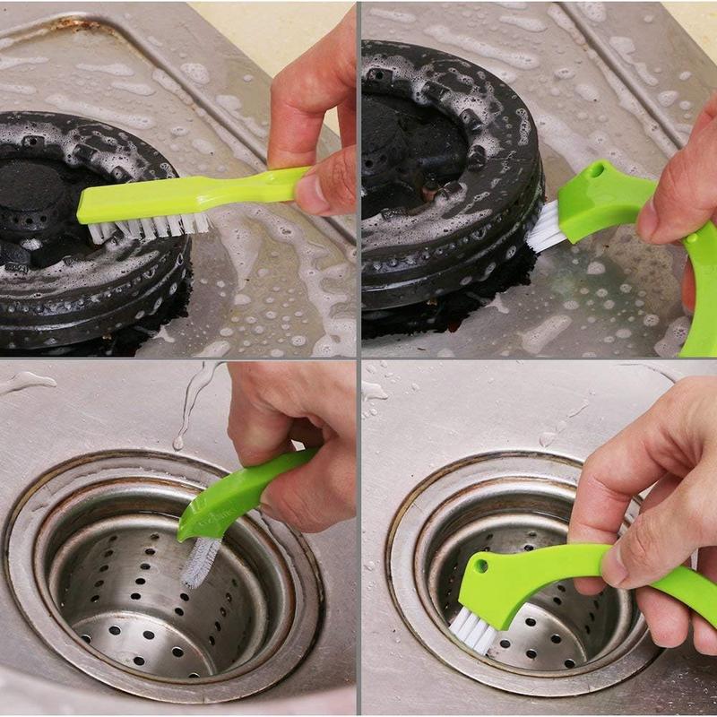 4pcs set Multifunctional Floor Cleaning Brush, Household Floor Scrub Brush With Handle For Bathroom Kitchen