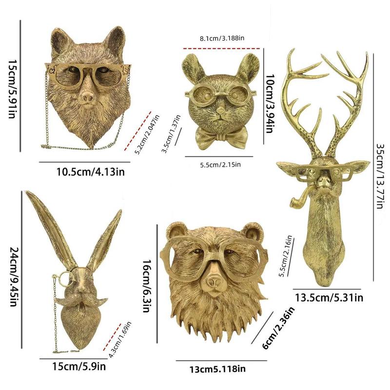 Room Decor Animal Head Shaped Wall Hanging Ornament, 1 Count Modern Art Creative Animal Head Wall Art Decoration, Wall Decor for Home Living Room Bedroom Office, Home Decor