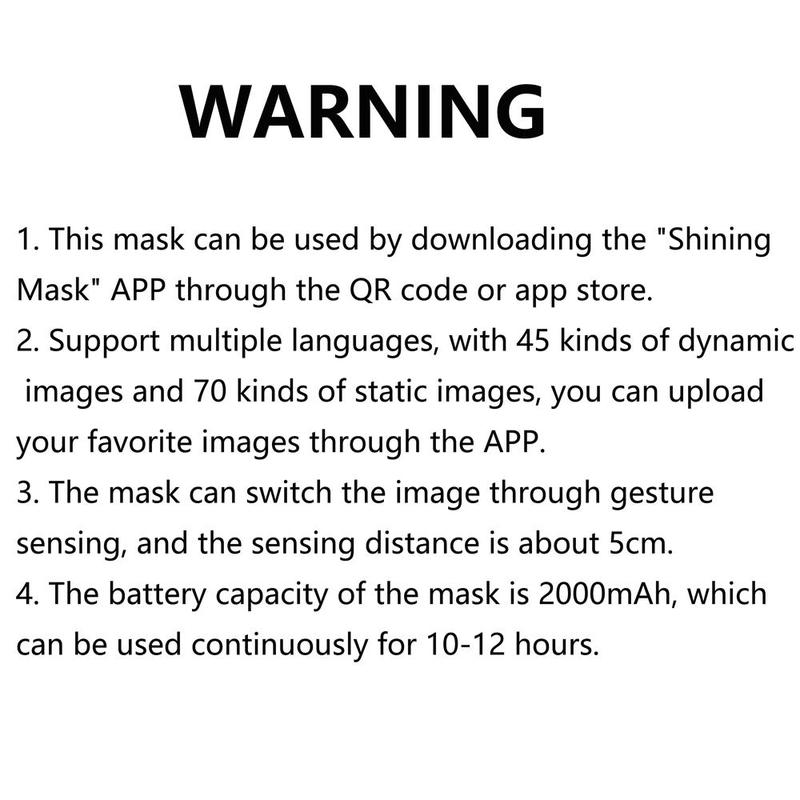 Gesture Sensing Mask, Face Transforming Mask, Gesture Face Changing Cyberpunk Mask, Rechargeable Glow In The Dark LED Light Up Mask with App Control for Costume Cosplay Party Masquerade, Party Accessories