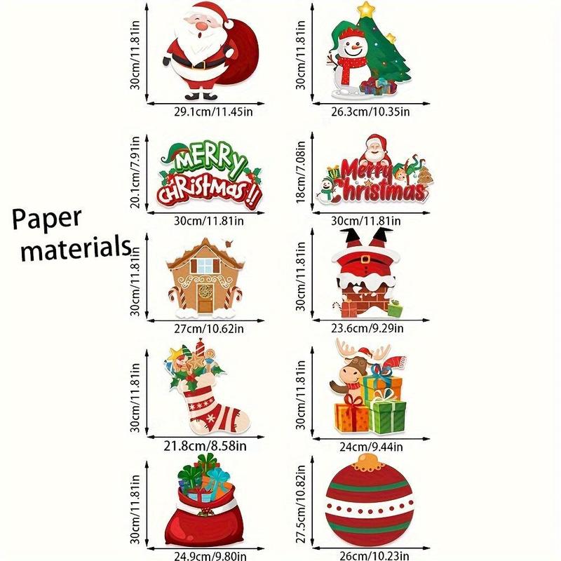 Christmas Door Decoration Hanging Banner, 1 Set Vertical Sign with Santa Claus, Snowman, Gifts and Decorations, Christmas Season Greetings Door Hanging Accessories