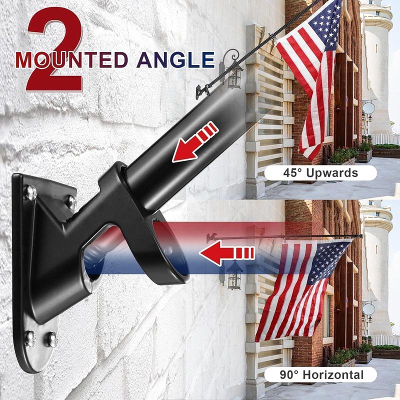 Flag Pole Kit with 3x5  Flag - Includes 6ft Heavy Duty Tangle Free Flagpole,Weather Resistant 3x5 Embroidered  Flag,Aluminum Holder Bracket,for Outside House,Porch,Outdoor