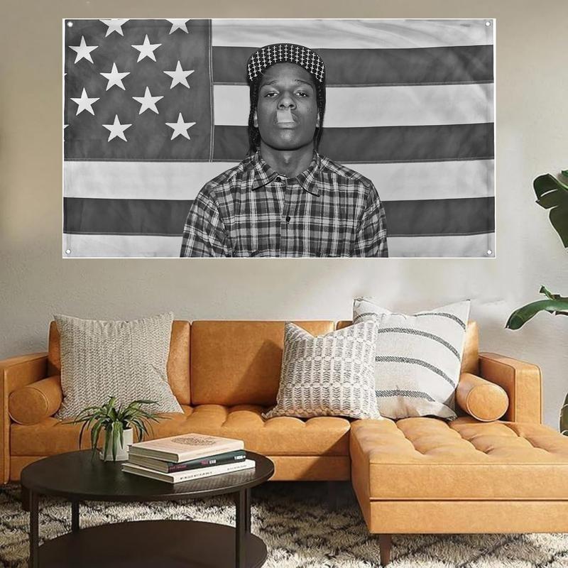 A$AP Rocky ASAPS American Flag Rap Rapper Motivational Inspirational Office Gym Wall Dorm Decor Design on a 3X5 Feet Flag Banners Ornaments