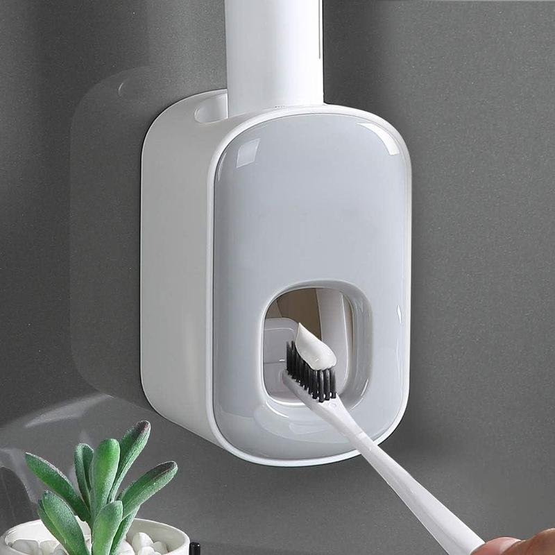 Toothpaste Dispenser Wall Mount for Bathroom Automatic Toothpaste Squeezer (Grey) Toothbrush