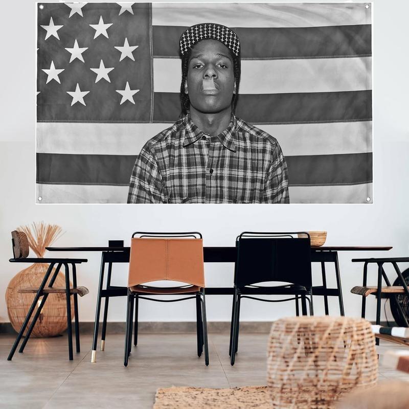 A$AP Rocky ASAPS American Flag Rap Rapper Motivational Inspirational Office Gym Wall Dorm Decor Design on a 3X5 Feet Flag Banners Ornaments