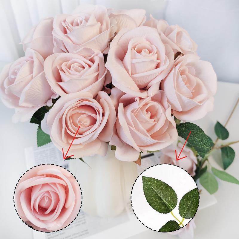 Christmas  50 pcs Artificial Rose Flowers Long Stem Fake Silk Roses for DIY Wedding Bouquet Table Centerpiece Home Decor