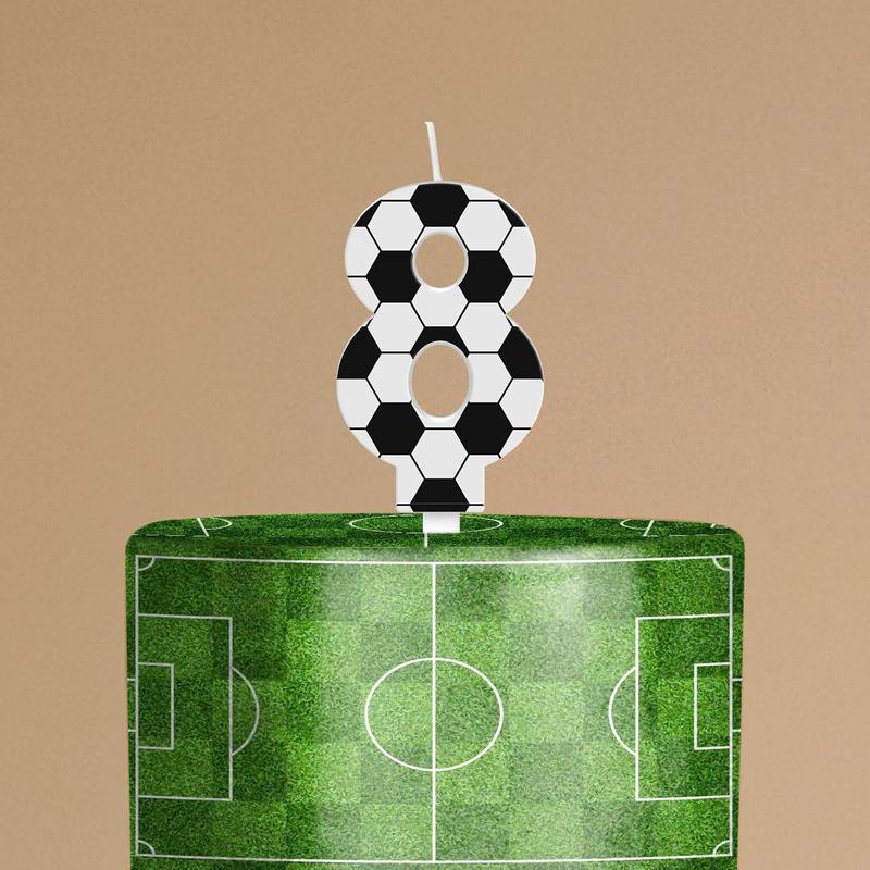 Soccer Number Candles Soccer Birthday Candles Soccer Ball Cake Topper Decorations for Kids Adults Numeral Anniversary Celebrations Supplies (Number 8)