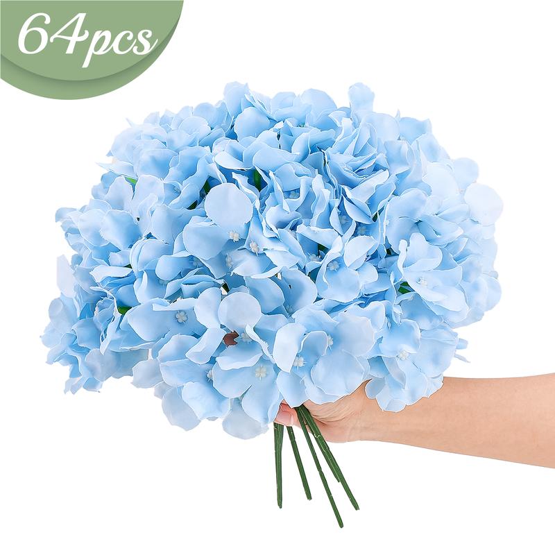 Auihiay 64 PCS Artificial Hydrangea Flowers, Silk Hydrangea Flowers Heads with Stems, Full Artificial Flowers for Wedding Centerpieces, Baby Shower, Home Garden Party Decor