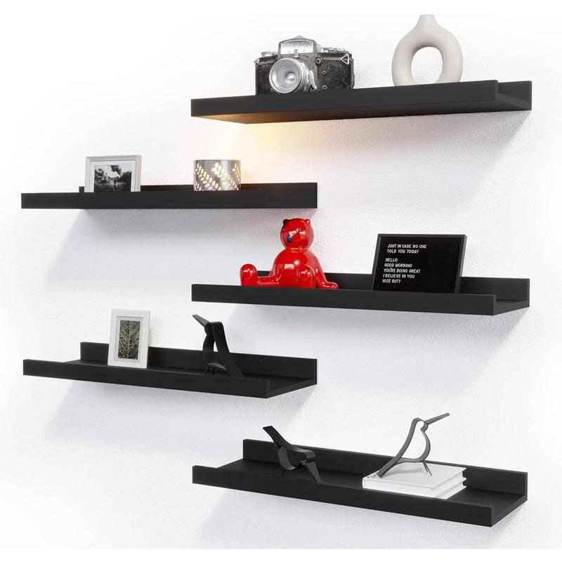 Floating Wall Mounted Shelves for Home Decor, Modern Picture Ledge Shelf with Lip for Storage, Bedroom, Living Room, Bathroom