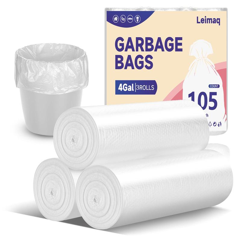 4 Gallon Trash Bag Strong, Leakage-free, Small Garbage Bags Unscented Thick for Bathroom, Office, Kitchen Small Trash Can, 15L, 100 Bags