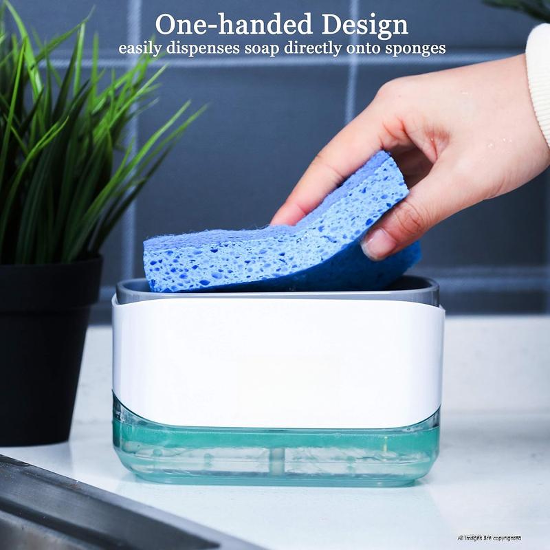 2-in-1 Dish Soap Dispenser with Sponge Holder - dishwashing Liquid Dispenser for Kitchen -  Kitchen Gadgets 2023 - Sink Countertop Organizer for Kitchen Sink