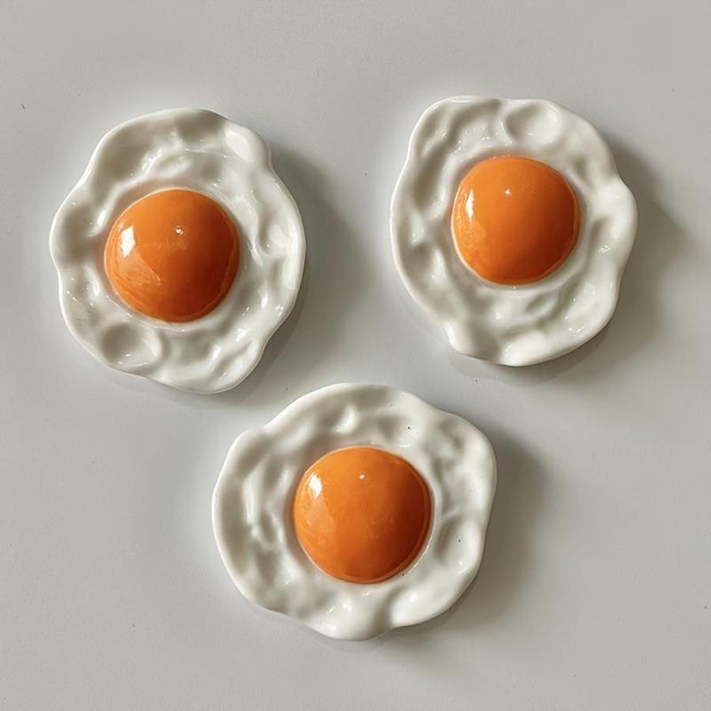 3D Fried Egg Shaped Fridge Magnet, 3 Counts Creative Egg Shaped Fridge Magnet, Fridge Magnet for Home Decor, Kitchen Accessories