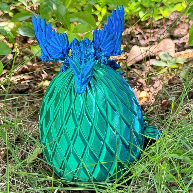 3D Printed Flying Dragon & Dragon Egg Set, 1 Set Colorful Articulated Rhombic Dragon, Creative Desktop Ornament for Home Office School Car