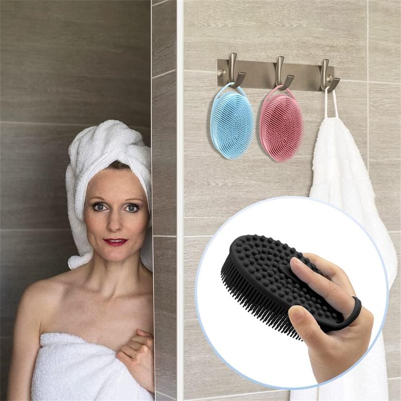 3 Pack 1 Pack Silicone Body Scrubber, Girl Shower Products,Exfoliating Body Scrubber, Soft Silicone Loofah, Body Scrubber Fit for Sensitive and All Kinds of Skin, Rapid Foaming, Clean and Sanitary