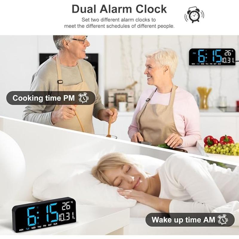 Luminous Large Screen LED Alarm Clock - Displays Week, Temperature, Humidity, and Timer - Perfect for Bedroom, Living Room, and Office Decoration with Modern Design