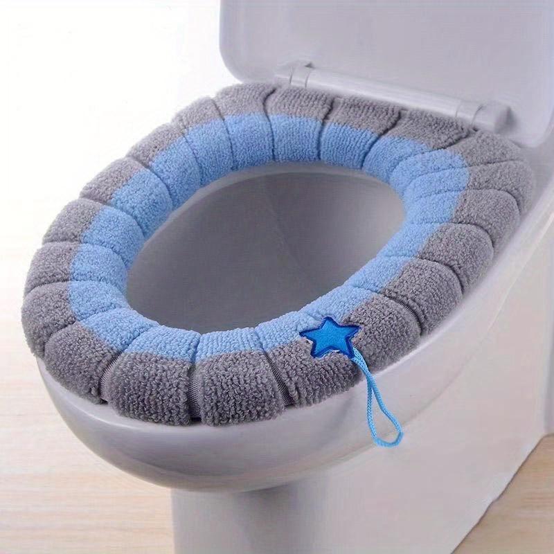 2pcs Winter Warm Toilet Seat Cover Mat Bathroom Toilet Pad Cushion with Handle Thicker Soft Washable Closestool Warmer Accessories toilet seat