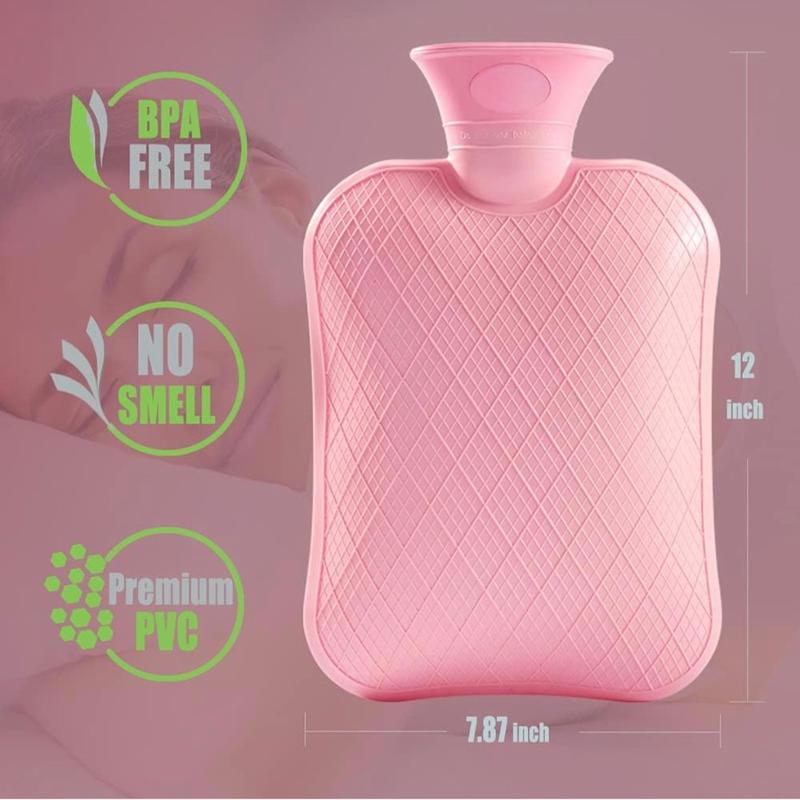 FORICOM Fleece BES Classic Hot Water Bottle for Period Cramps,Castor Oil Pack,Hot Water Bag with Solf Cover,2Liter,Eco Non Toxic Rubber.Compress(Pink) Cup