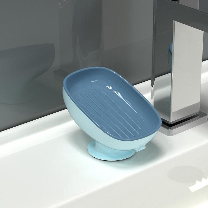 Soap Dish, 1 Count Punch Free Suction Cup Soap Holder, Soap Bar Storage Box for Bathroom Kitchen Hotel Salon Dormitory