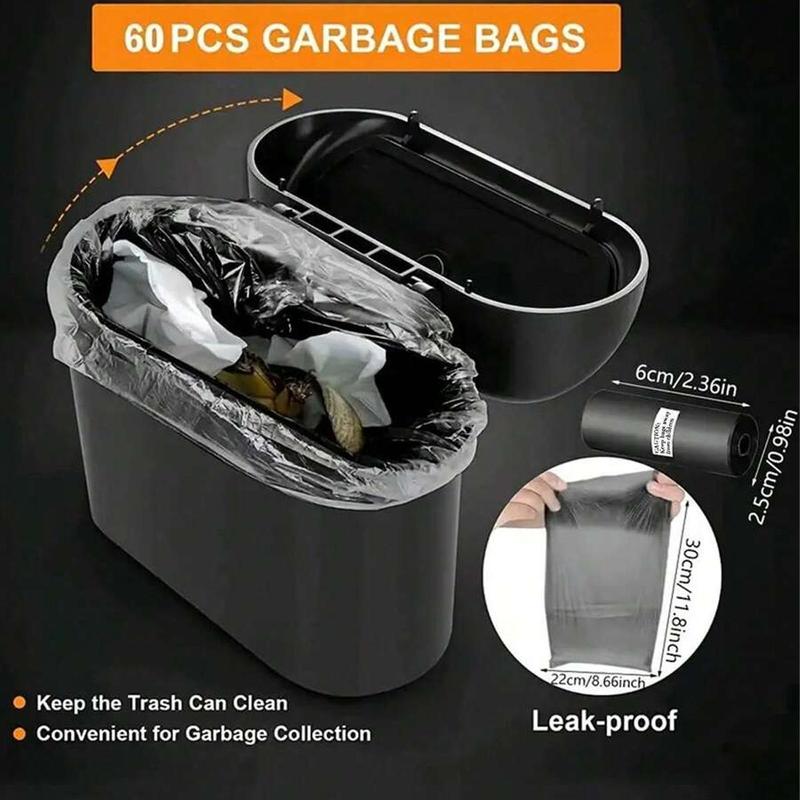 Car Garbage Bag, 4 Rolls Small Trash Bag, Trash Can Replacement Bag, Car Interior Accessories for Car Stowing & Tidying (Trash Can Not Included)